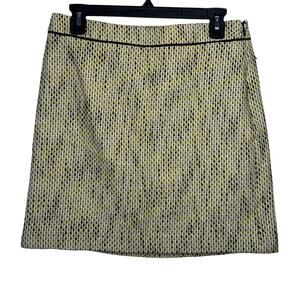 Banana Republic Black & Yellow Tweed Midi Skirt
